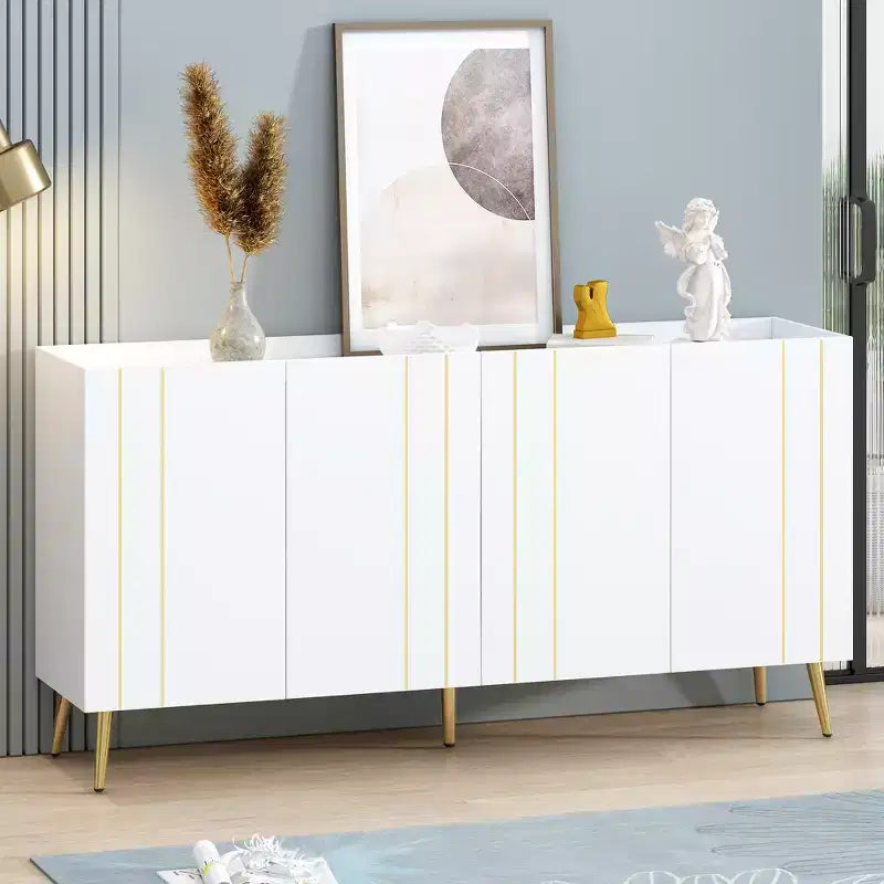CLIHOME Luxurious Shoe Cabinet with 5 Metal Legs, Modern TV Stand with 4 Adjustable Shelves for TVs Up to 70, Minimalist Sideboard Cabinet