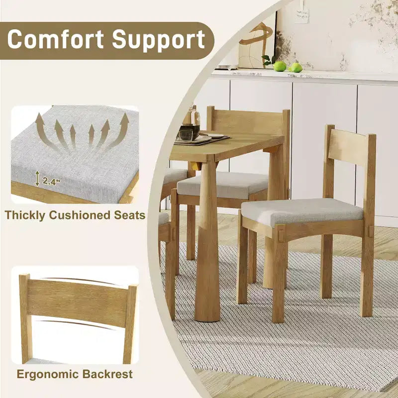 Whisen 7-Piece Retro Dining Set with Upholstered Chairs