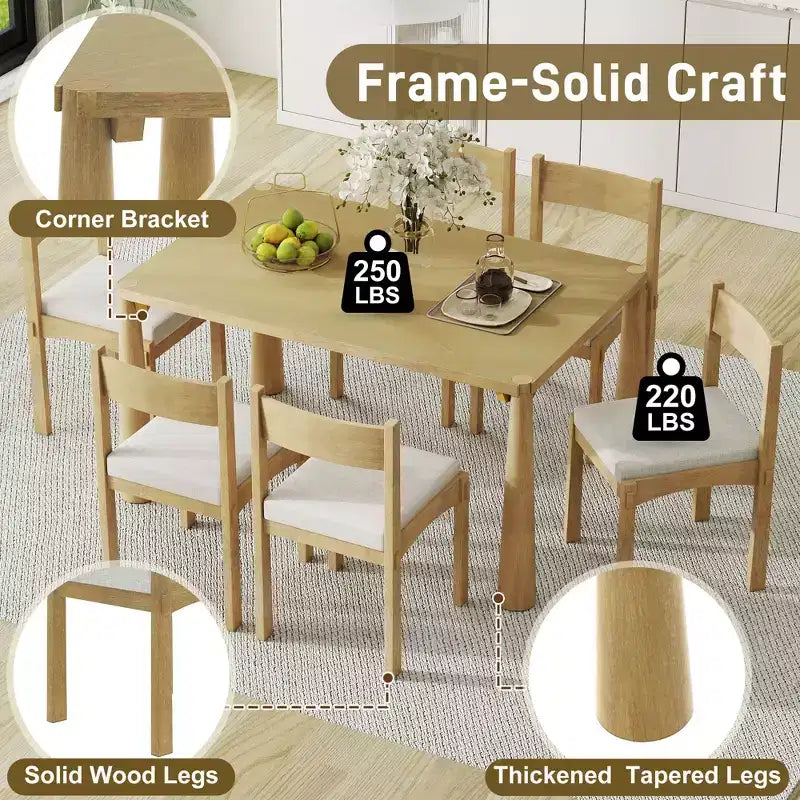 Whisen 7-Piece Retro Dining Set with Upholstered Chairs