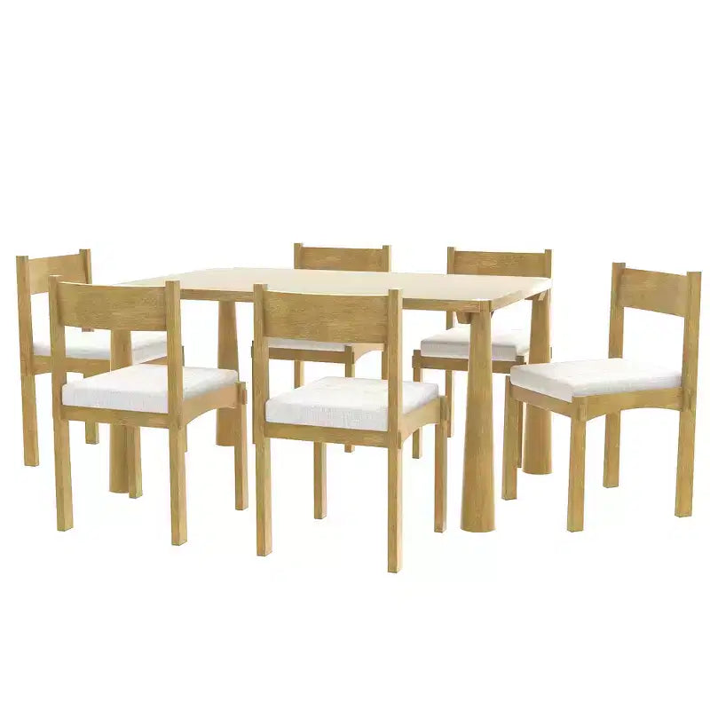 Whisen 7-Piece Retro Dining Set with Upholstered Chairs