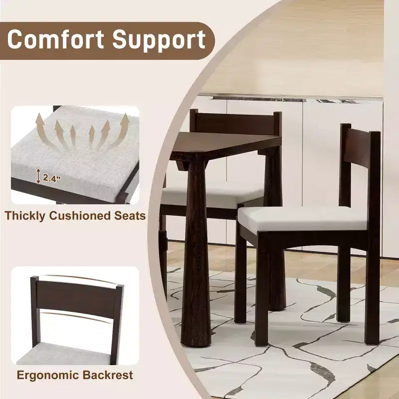 Whisen 7-Piece Retro Dining Set with Upholstered Chairs