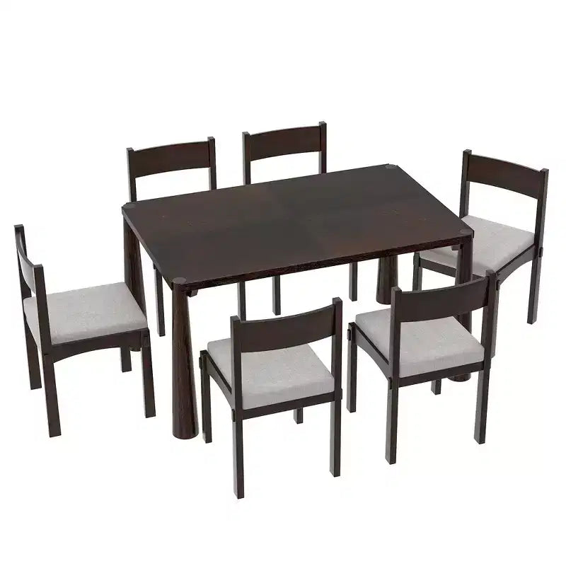 Whisen 7-Piece Retro Dining Set with Upholstered Chairs