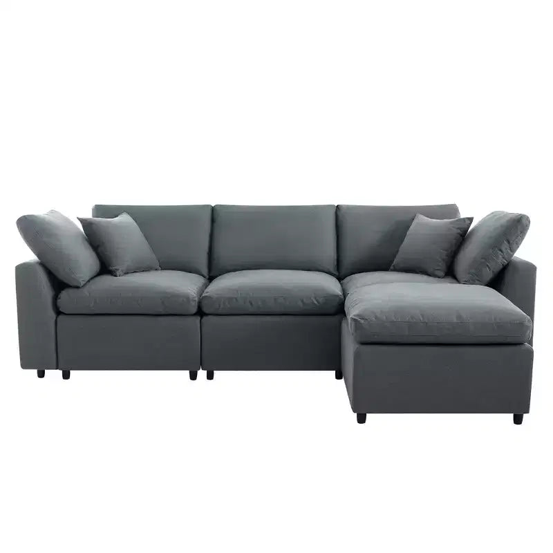 CLIHOME Down Filled Upholstery Convertible Sectional Sofa, L Shaped Couch with Reversible Chaise