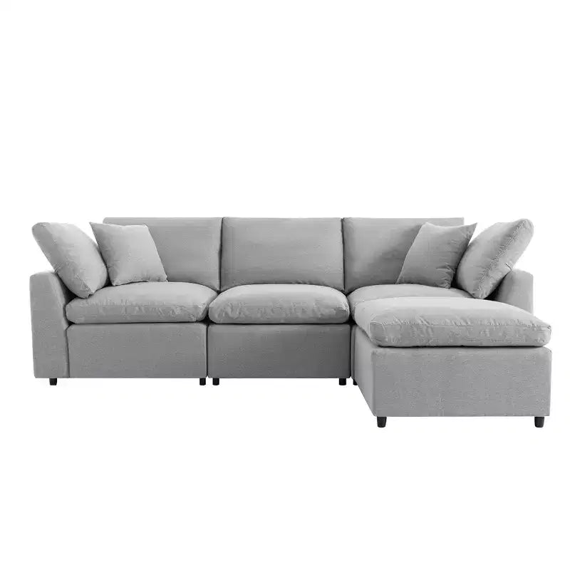 CLIHOME Down Filled Upholstery Convertible Sectional Sofa, L Shaped Couch with Reversible Chaise