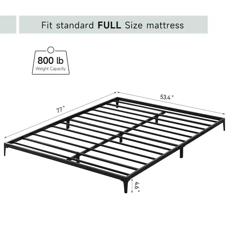 Bed Frame, Metal Platform Bed Frame No Box Spring Needed, Heavy Duty Bed Frame with Under-Bed Storage Space, Sturdy Metal Slat Support