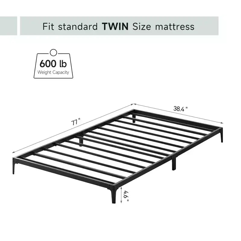 Bed Frame, Metal Platform Bed Frame No Box Spring Needed, Heavy Duty Bed Frame with Under-Bed Storage Space, Sturdy Metal Slat Support