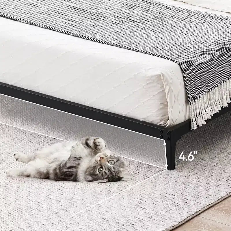 Bed Frame, Metal Platform Bed Frame No Box Spring Needed, Heavy Duty Bed Frame with Under-Bed Storage Space, Sturdy Metal Slat Support