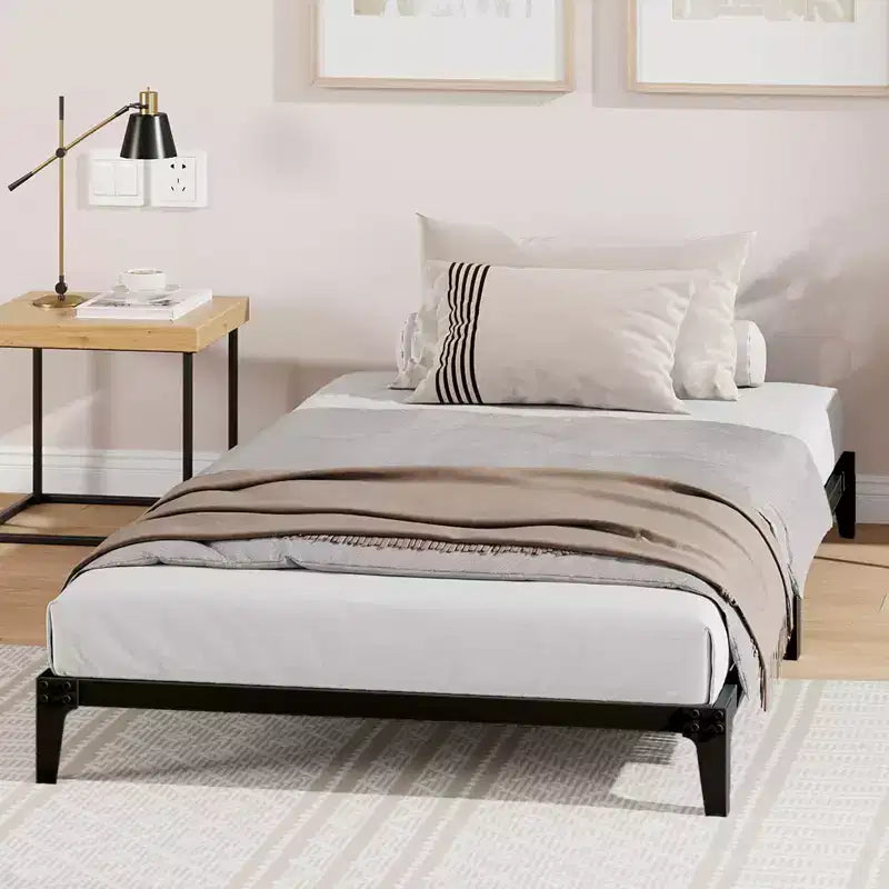 Bed Frame, Metal Platform Bed Frame No Box Spring Needed, Heavy Duty Bed Frame with Under-Bed Storage Space, Sturdy Metal Slat Support