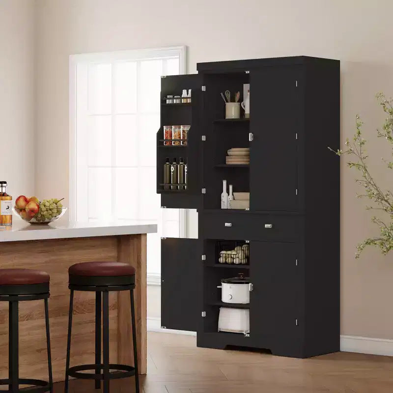 71.7 Tall Kitchen Pantry Cabinet, Freestanding Cupboard Storage Cabinet with Adjustable Shelves, Wooden Kitchen Hutch Bar Cabinet