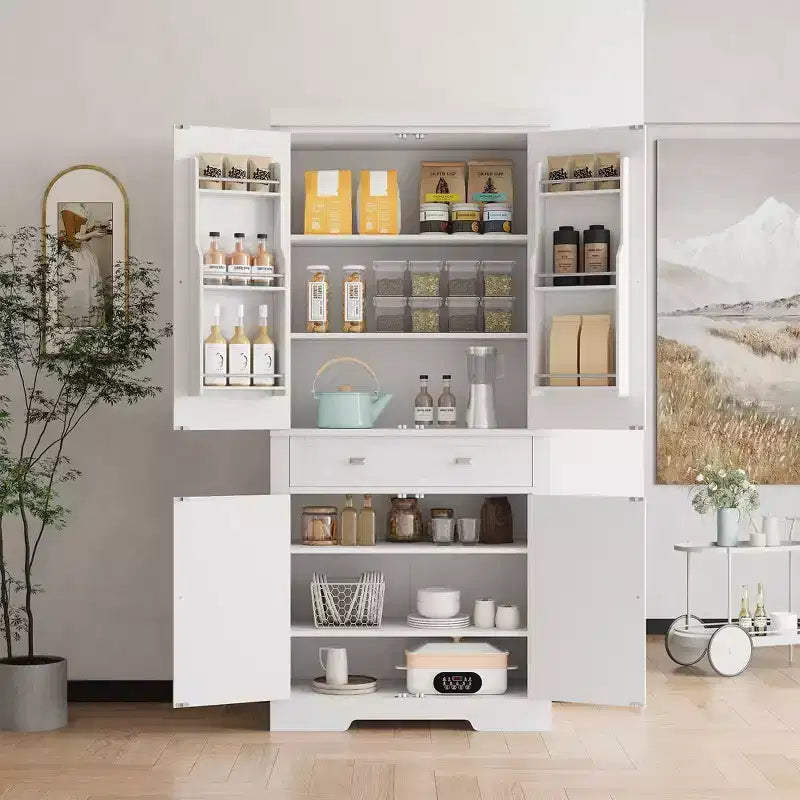 71.7 Tall Kitchen Pantry Cabinet, Freestanding Cupboard Storage Cabinet with Adjustable Shelves, Wooden Kitchen Hutch Bar Cabinet