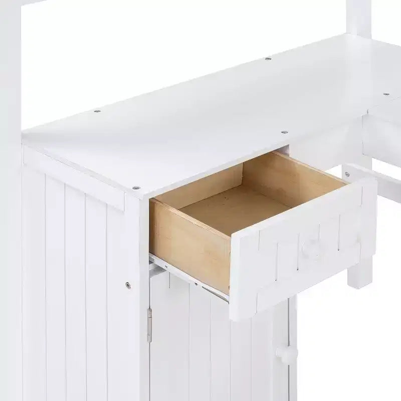 Whisen Modern Design Twin Size Wooden Loft Bed with Drawers, Cabinet, Shelves and Desk - White