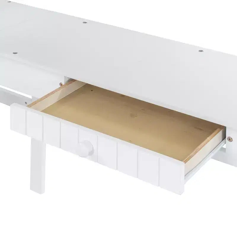 Whisen Modern Design Twin Size Wooden Loft Bed with Drawers, Cabinet, Shelves and Desk - White