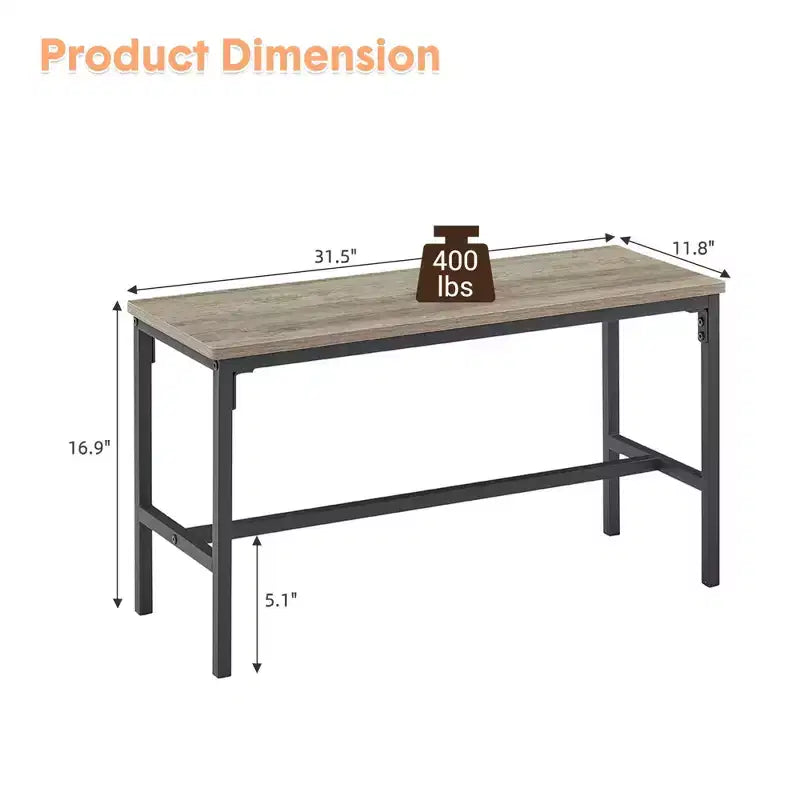 CuisinSmart Dining Table Set for 4 People, Kitchen Table with 2 Benches, Dining Room Table Set with Wine Rack, Brown, Black, Grey