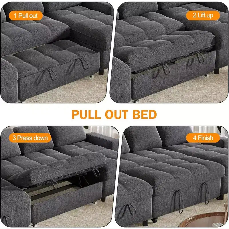 Dyonery 108 4 Seat Modular Sectional Sofa with USB Ports/Adjustable Backrest/2 Storage Seats