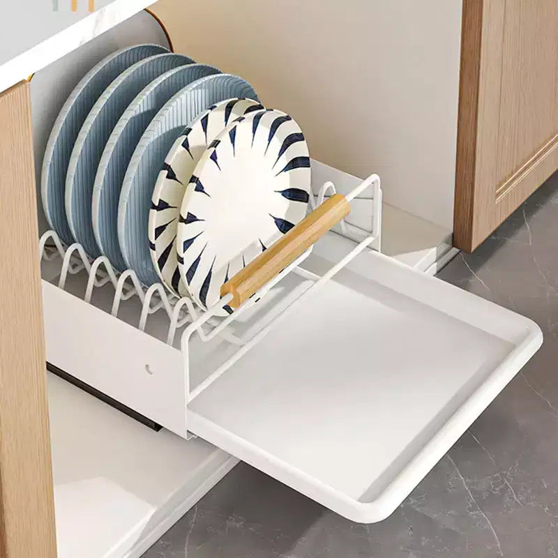 Metal Kitchen Pull-Out Drawer, Dish Drainer with Removable Tray, Kitchen Cupboard Storage Drawer Organizer Holder, Cupboard Organizers