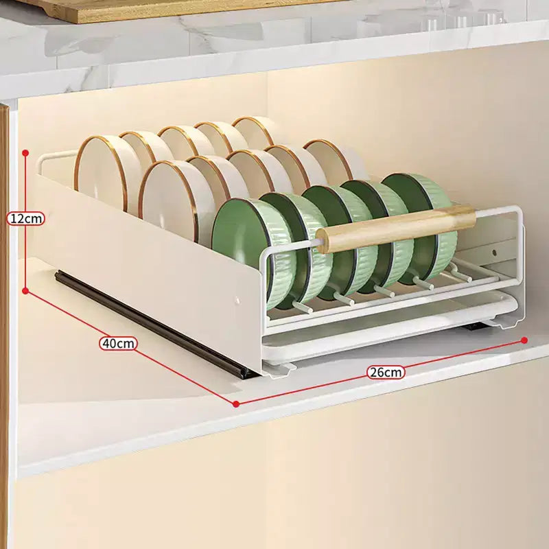 Metal Kitchen Pull-Out Drawer, Dish Drainer with Removable Tray, Kitchen Cupboard Storage Drawer Organizer Holder, Cupboard Organizers