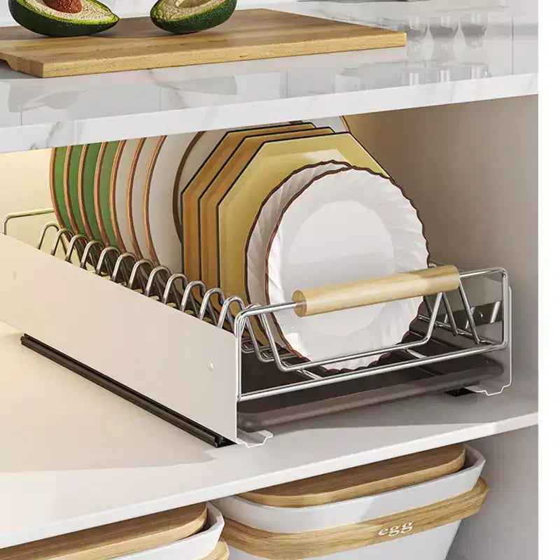 Metal Kitchen Pull-Out Drawer, Dish Drainer with Removable Tray, Kitchen Cupboard Storage Drawer Organizer Holder, Cupboard Organizers