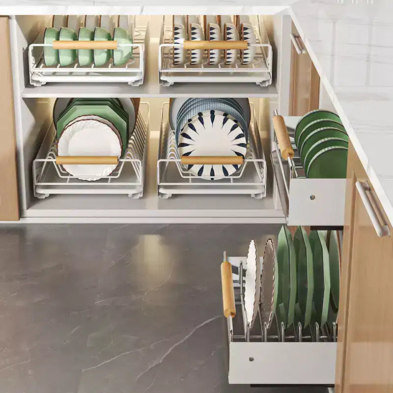 Metal Kitchen Pull-Out Drawer, Dish Drainer with Removable Tray, Kitchen Cupboard Storage Drawer Organizer Holder, Cupboard Organizers