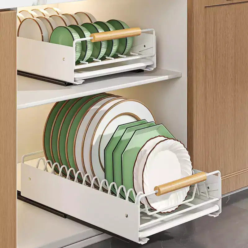 Metal Kitchen Pull-Out Drawer, Dish Drainer with Removable Tray, Kitchen Cupboard Storage Drawer Organizer Holder, Cupboard Organizers