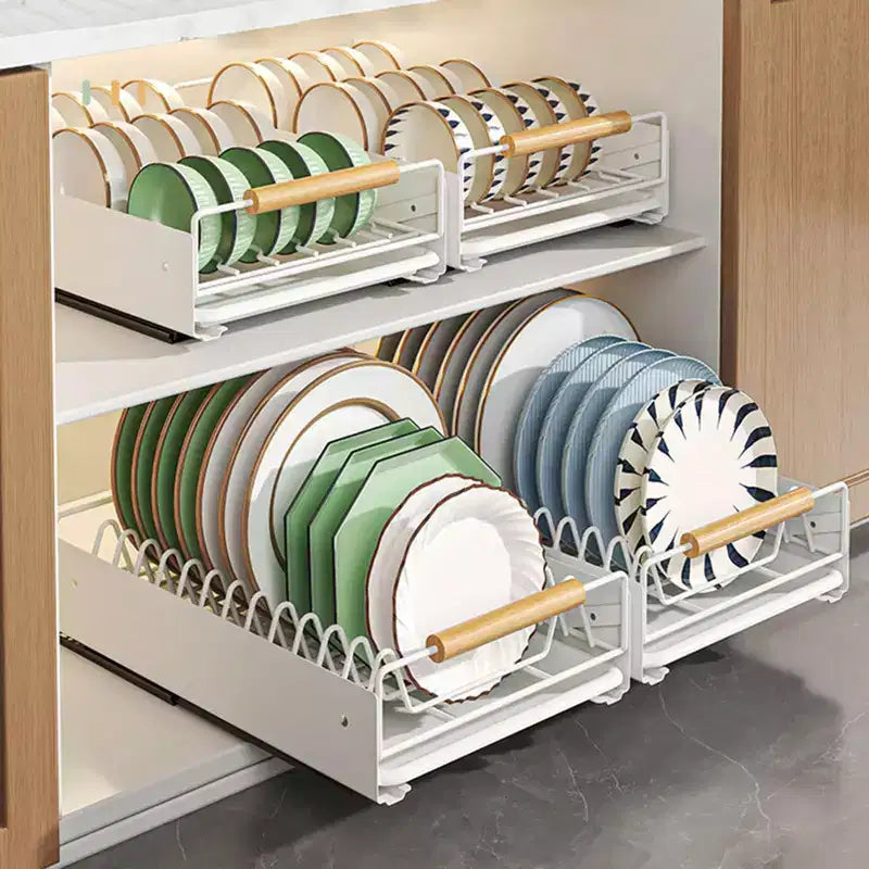 Metal Kitchen Pull-Out Drawer, Dish Drainer with Removable Tray, Kitchen Cupboard Storage Drawer Organizer Holder, Cupboard Organizers
