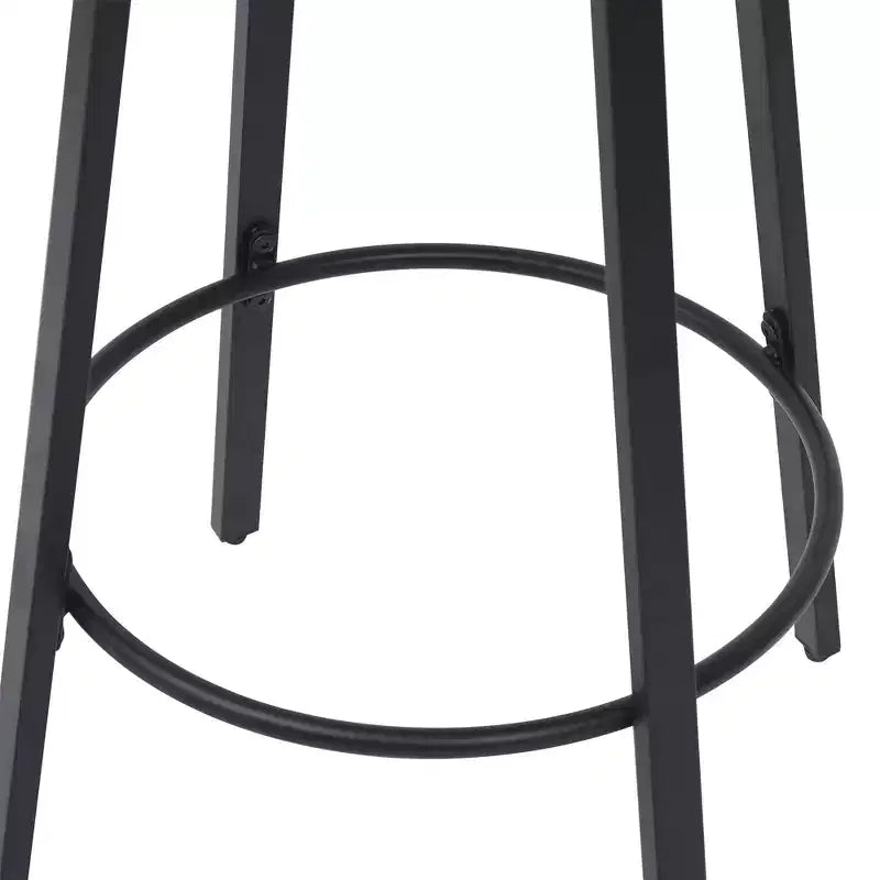 MAYEERTY Set of 2 Backless Counter Height Bar Stools PVC Woven Round Footrest Indoor Outdoor Use Black Creamy White