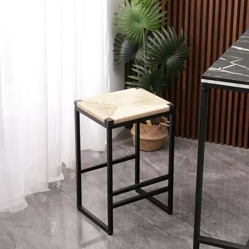 MAYEERTY Set of 2 Backless Bar Stools Paper Rope Woven for Kitchen Home