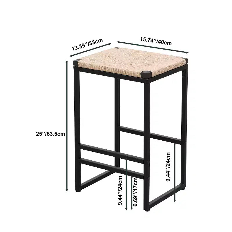 MAYEERTY Set of 2 Backless Bar Stools Paper Rope Woven for Kitchen Home