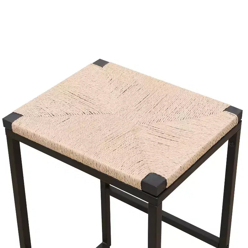 MAYEERTY Set of 2 Backless Bar Stools Paper Rope Woven for Kitchen Home