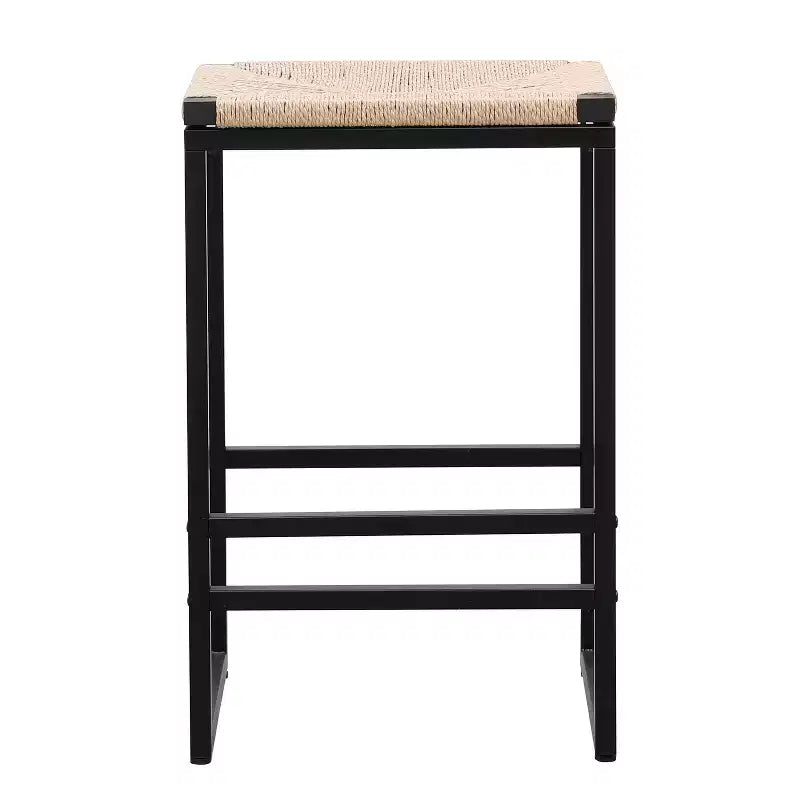 MAYEERTY Set of 2 Backless Bar Stools Paper Rope Woven for Kitchen Home