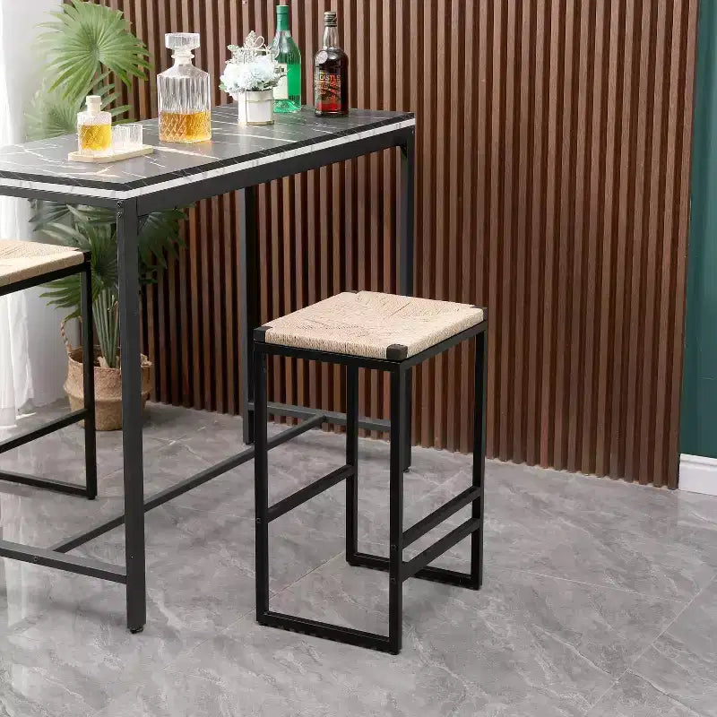MAYEERTY Set of 2 Backless Bar Stools Paper Rope Woven for Kitchen Home