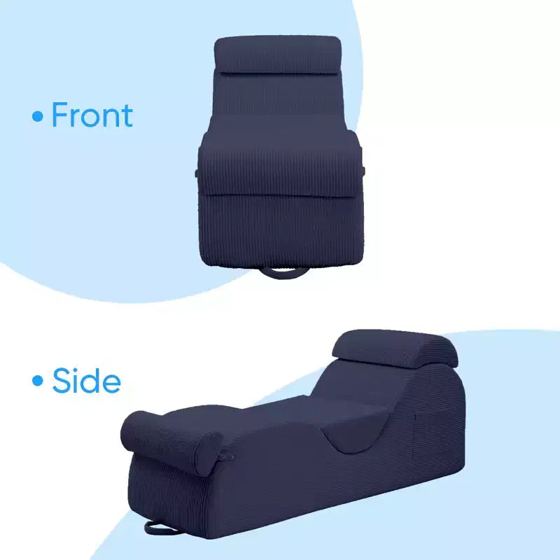 Mjkone Corduroy Yoga Chaise Lounge Chair,Curved Yoga Lounger Sofa with Movable Headrest/Waist Cushion/Footrest,Non-Slip Bottom