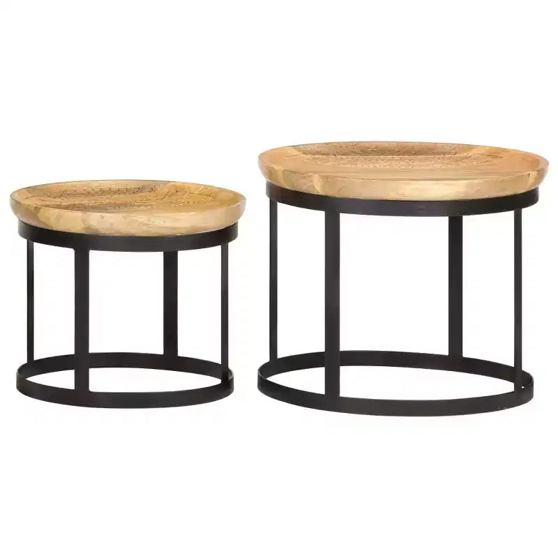 vidaXL Side Table Brown and black Solid mango wood and powder-coated steel