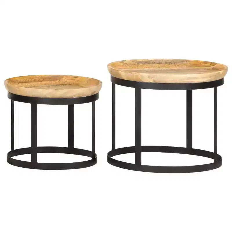 vidaXL Side Table Brown and black Solid mango wood and powder-coated steel