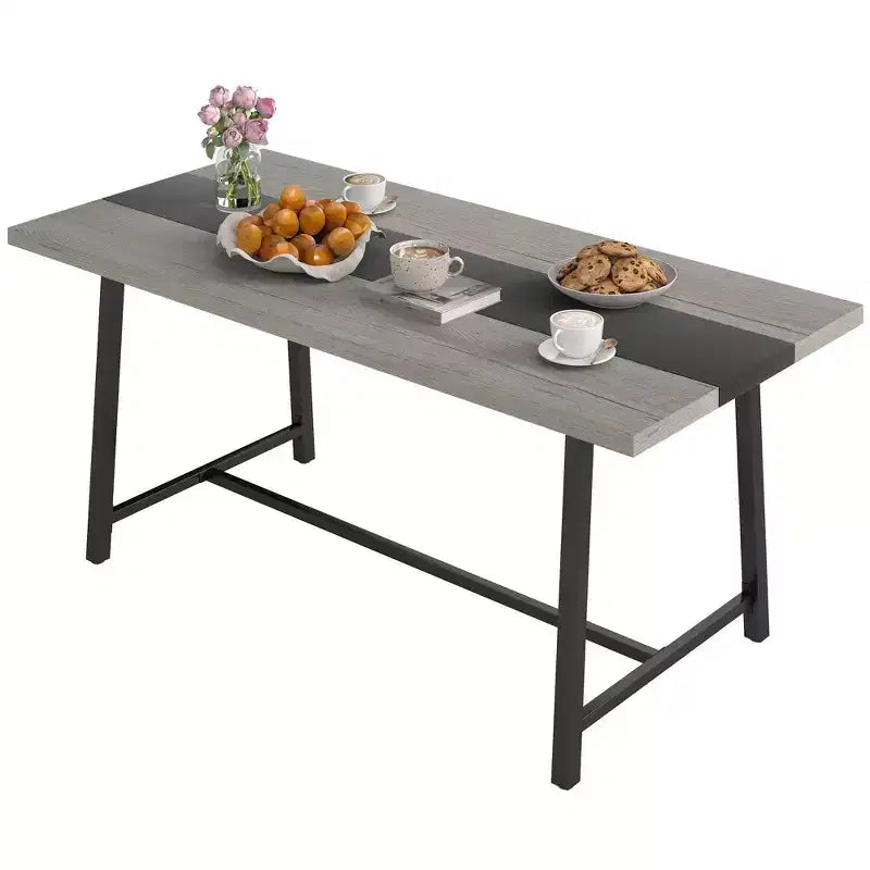 HOMCOM Industrial Dining Table for 8 People, 70.9 Long Rectangular Kitchen Table with Large Tabletop and Steel Legs for Dining Room