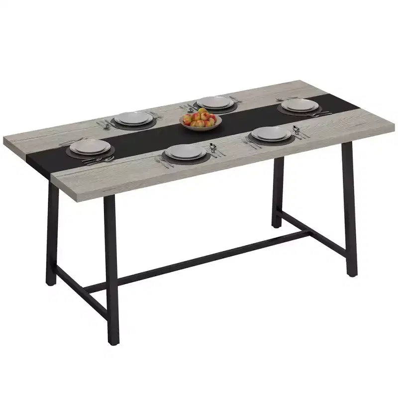HOMCOM Industrial Dining Table for 8 People, 70.9 Long Rectangular Kitchen Table with Large Tabletop and Steel Legs for Dining Room