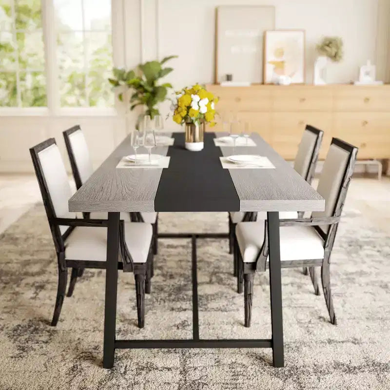 HOMCOM Industrial Dining Table for 8 People, 70.9 Long Rectangular Kitchen Table with Large Tabletop and Steel Legs for Dining Room