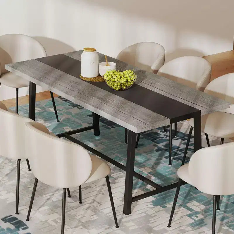 HOMCOM Industrial Dining Table for 8 People, 70.9 Long Rectangular Kitchen Table with Large Tabletop and Steel Legs for Dining Room