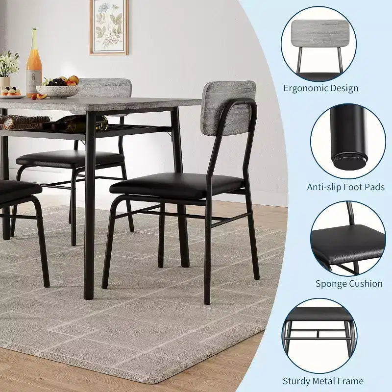 3-Piece Dining Table Set for 2, Wood Kitchen Table with Storage Rack, Upholstered Chairs of 2, Dining Room Set for Small Space, Apartment