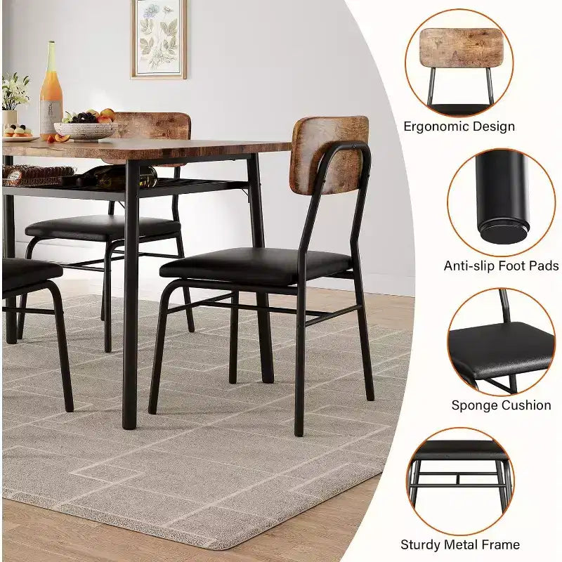 3-Piece Dining Table Set for 2, Wood Kitchen Table with Storage Rack, Upholstered Chairs of 2, Dining Room Set for Small Space, Apartment