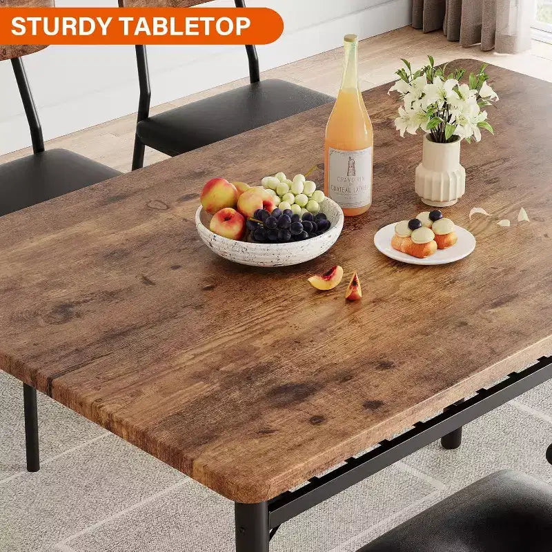 3-Piece Dining Table Set for 2, Wood Kitchen Table with Storage Rack, Upholstered Chairs of 2, Dining Room Set for Small Space, Apartment
