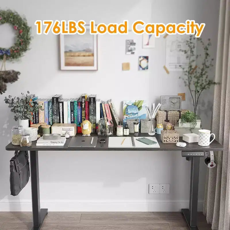 PexFix 55 x 24 Electric Standing Desk Walnut Desktop Height Adjustable Computer Desk Stand up Home Office Desk with Splice Board