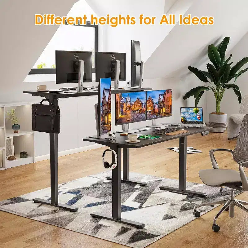 PexFix 55 x 24 Electric Standing Desk Walnut Desktop Height Adjustable Computer Desk Stand up Home Office Desk with Splice Board
