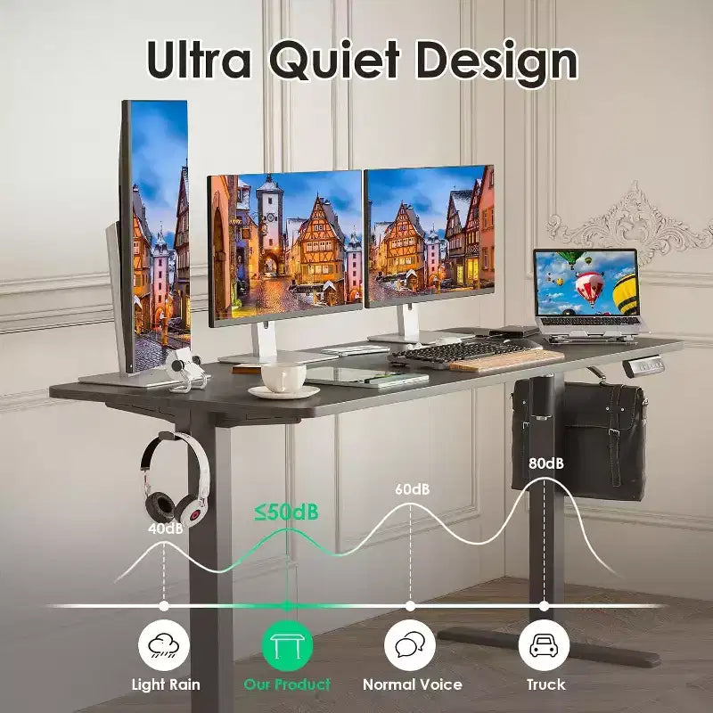 PexFix 55 x 24 Electric Standing Desk Walnut Desktop Height Adjustable Computer Desk Stand up Home Office Desk with Splice Board