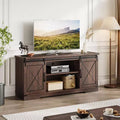 Farmhouse TV Stand for TV Up to 65 Inches, Rustic Entertainment Center with Sliding Barn Doors, Wood Storage Cabinets and Adjustable Shelf