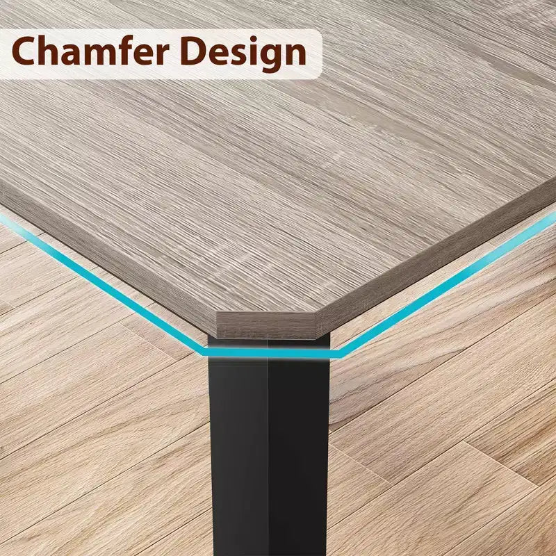 Industrial Dining Table for 6-8 People, 78.7 Inch Long Wooden Kitchen Table with Sturdy Metal Frame & Rustic Brown Finish-Seats 6 Rectangular Counter