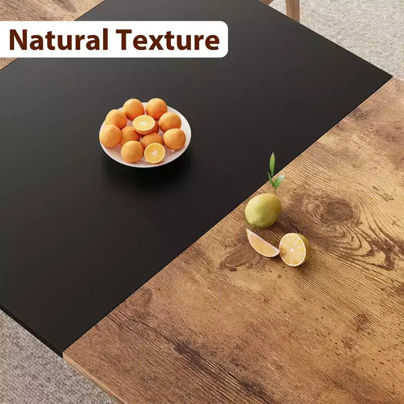 Industrial Dining Table for 6-8 People, 78.7 Inch Long Wooden Kitchen Table with Sturdy Metal Frame & Rustic Brown Finish-Seats 6 Rectangular Counter