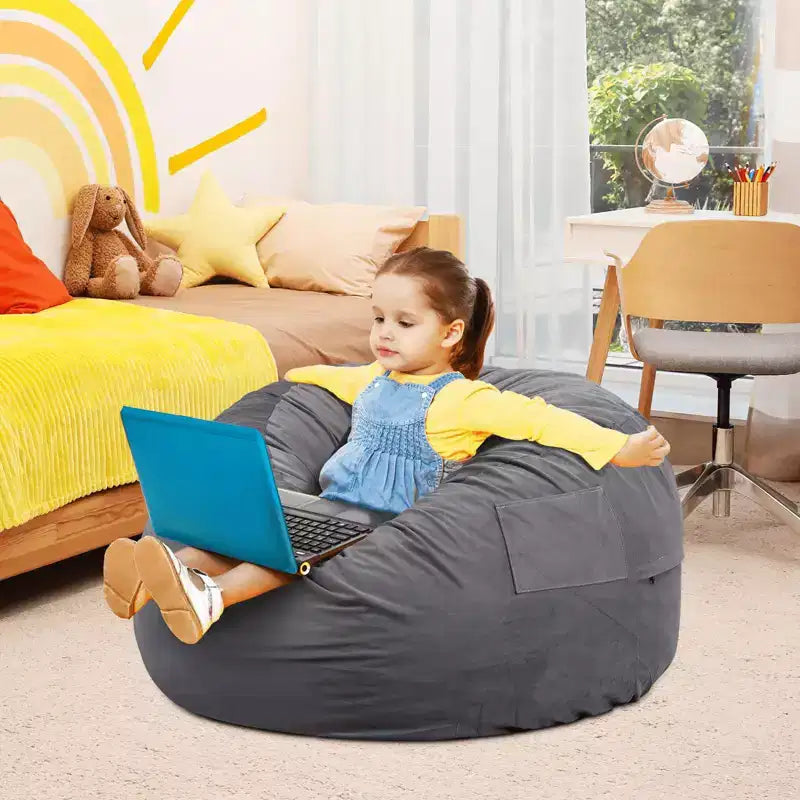 MAYEERTY 4ft Foam Filled Bean Bag Chair Soft Removable Cover Comfortable for Adults Kids Living Room Bedroom Dorm