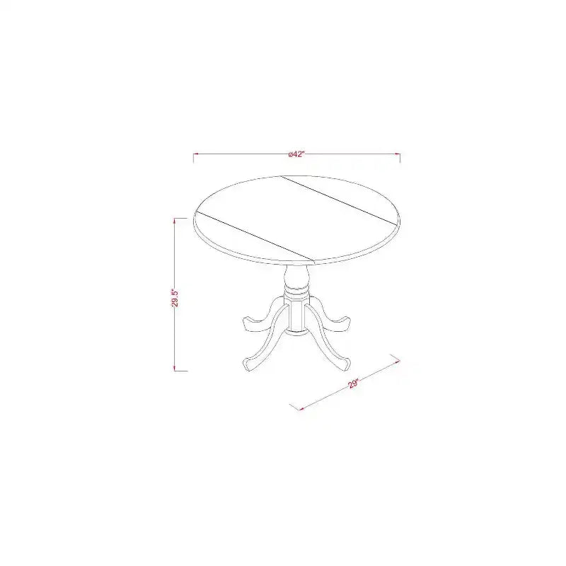 HomeStock 5 Piece Kitchen Table & Chairs Set Includes a Round Dining Room Table with Dropleaf and 4 Dining Chairs, 42x42 Inch, Linen White