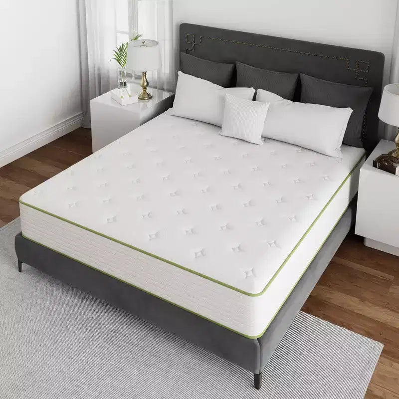 Swedrea Hybrid Mattress Breathable Medium Cooling Memory Foam Bed-in-a-Box White