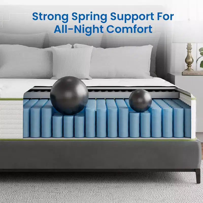 Swedrea Hybrid Mattress Breathable Medium Cooling Memory Foam Bed-in-a-Box White
